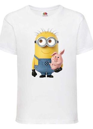 Футболка миньоны (minions 06) белая, 98-104-116-128-140-152-164 размер