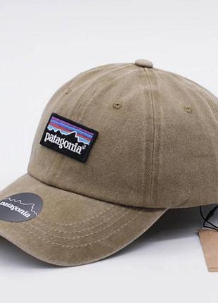 Кепка patagonia, бейсболка патагония с вышитым лого, унисекс бежевая