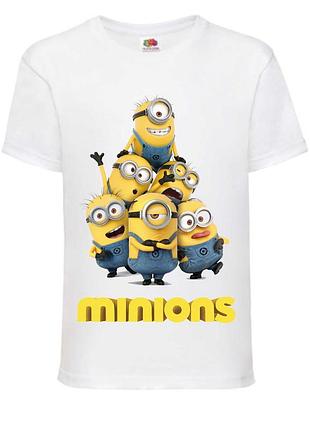 Футболка миньоны (minions 013) белая, 98-104-116-128-140-152-164 размер