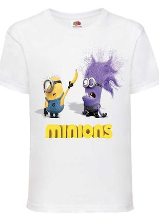 Футболка миньоны (minions 022) белая, 98-104-116-128-140-152-164 размер