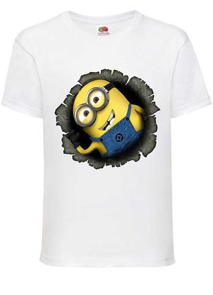Футболка миньоны (minions 019) белая, 98-104-116-128-140-152-164 размер