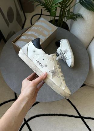 Кросівки golden goose super-star with gray suede star and black leather