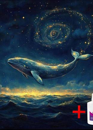 Алмазная мозаика на подрамнике colorart 40x40 космический кит + голограммные алмазики fsp1411 + подарок лак для покрытия