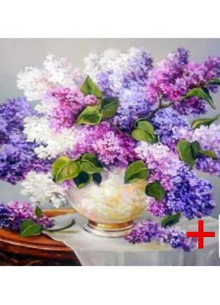 Алмазная мозаика на подрамнике colorart 30х40см букет сирени stp408 + подарок лак для покрытия
