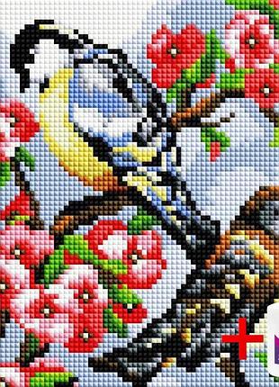 Алмазная мозаика на підрамнику colorart 20x20 синички ddp1222 + подарунок лак для покриття