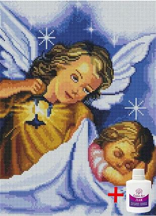 Набір алмазної вишивки на підрамнику colorart ангел охоронець 30x40 stp420 + подарунок лак для покриття