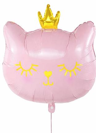 Фольгированный шарик js balloon "котик с золотой короной" 10 шт наполнение воздухом или гелием для тематических вечеринок розовый