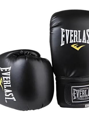 Боксерские перчатки everlast 14 oz (унций), pu кожа, унисекс, для спаррингов и тренировок ,черный (ef-0370-14)