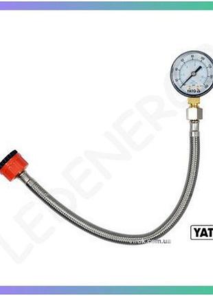 Манометр yato для измерения давления воды 3/4" 1/2" шланг 30 см 1,1 мпа для водоснабжения давлениеметр
