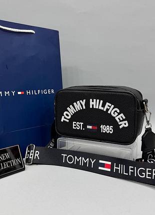 Сумка чорна жіноча tommy hilfiger клатч томмі хілфігер кросс-боді