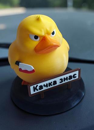 Декоративна качка з ножем, качка знає
