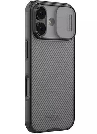 Карбоновая накладка nillkin camshield pro для apple iphone 17 (6.3") transparent black