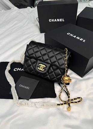 Сумка женская премиум mini 17 classic flap bag in black with gold 7864