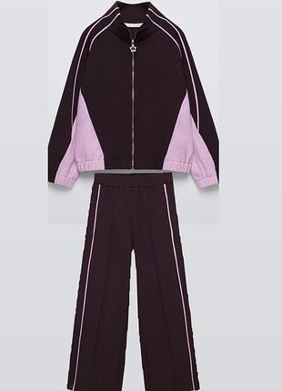 Трендовые штаны палаццо с лампасами бургунди burgundy zara.
