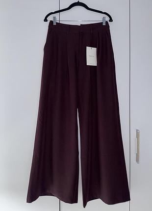 Трендові бордові штани брюки палаццо класичні брюки stradivarius wide leg