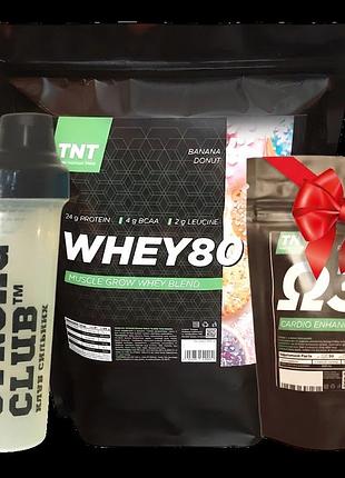 Протеїн 2 кг whey 80 + шейкер + омега-3 у подарунок tnt
