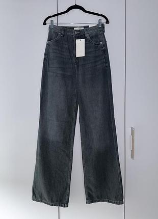 Джинси zara straight wide leg full length