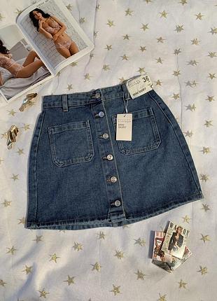 Джинсовая юбка на пуговицах