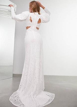 Asos bride свадебное платье с рукавами буфами и вырезами приталенного кроя 2