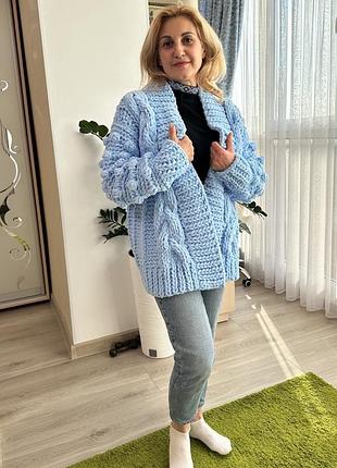 Кардіган жіночій ручної роботи з аlize puffi fine