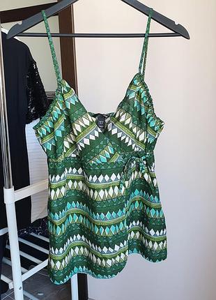 Топ маечка в зеленый принт натуральная h&amp;m