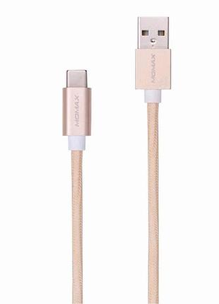 Кабель usb c 2.4a momax dta1 1м для зарядки и передачи данных универсальный золотой