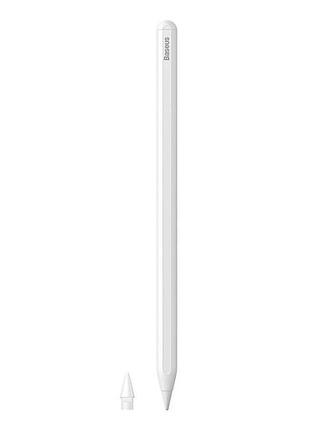 Сенсорная ручка stylus pen baseus для планшетов и смартфонов белая с активным наконечником и беспроводной зарядкой
