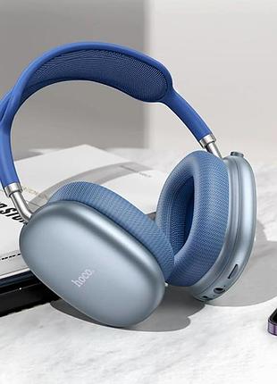 Bluetooth навушники hoco w55 з акумулятором 800 маг для музики та навчання до 90 годин блакитні