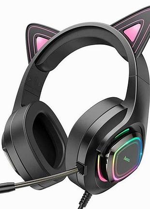 Игровая гарнитура hoco w107 phantom cat с микрофоном для пк и ноутбуков usb 3.5 мм звук 40 мм