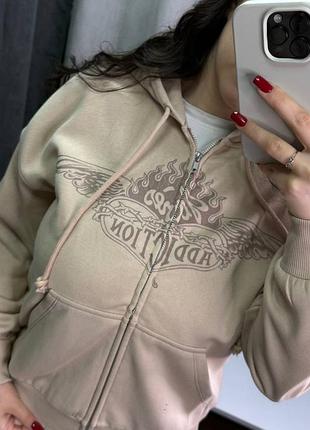 Толстовка жіноча оверсайз на блискавці h&m.колір: світло-бежевий/залежність джейн