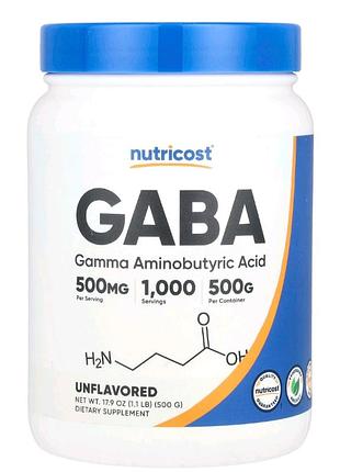 Nutricost,gaba ( гамк) без вкусовых добавок, 500 г ( 1000 порций)