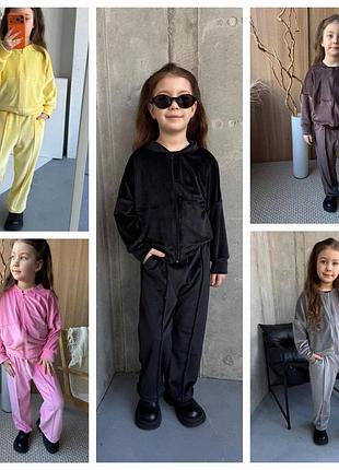 Дитячий велюровий костюм у стилі zara 92-98, 104-110, 116-122, 128-134, підлітковий велюровий костюм 140, 146, 152 шоколад, 92-98