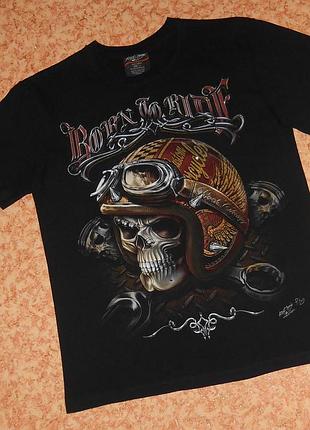 Футболка rock chang/born to ride/skull/череп