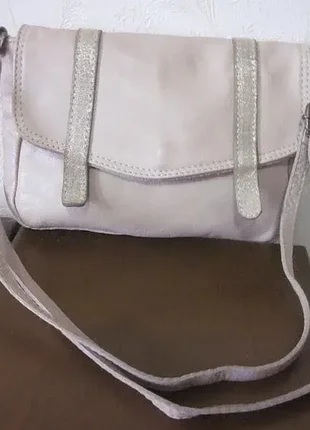 Маленька бежева жіноча шкіряна сумка genuine leather