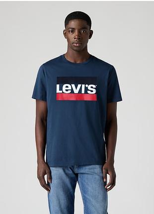 Чоловіча футболка levi’s sportswear graphic 396360003 — темно-синій колір, стандартний крій, великий логотип, базова класика. оригінал.