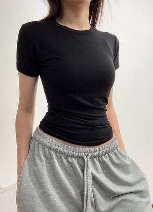 Футболка skims из вискозы, размер 42-46, черный, графит, белый