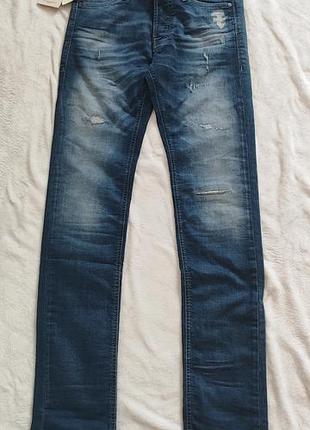 Джинсы мужские jack &amp;jones, размер w29l32, slim fit/glenn, синий цвет, материал джинсовый