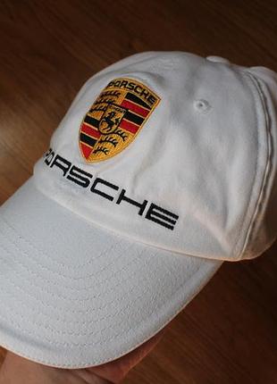 Унісекс кепка бейсболка бавовна porsche crest cap white