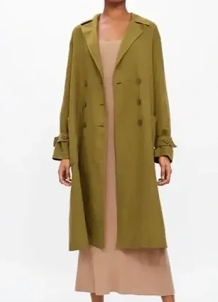 Zara  весенне-летний тренч из льна оверсайз  s-l 3