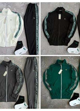 Костюм спортивний lacoste білий, сірий, чорний, зелений