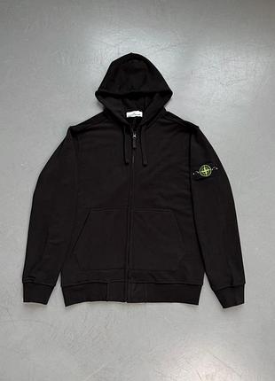 Зіп худі чоловіча stone island чорна бавовна