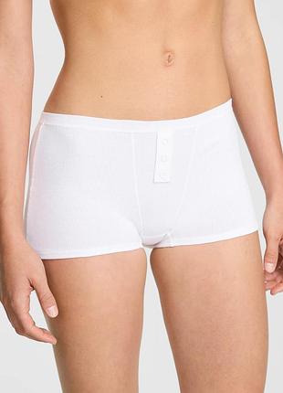 Белые хлопковые женские трусики шортики victorias secret pink qbf42