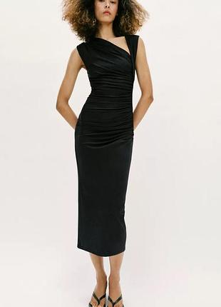 Сукня жіноча чорна драпована zara new