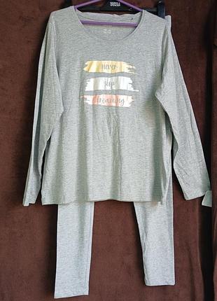 Костюм женский, серый,домашний с лосинами, l, eur 44-46