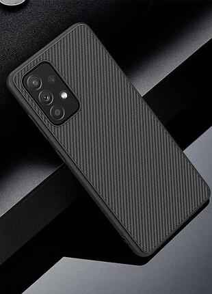 Защитный противоударный чехол карбон для samsung a52 черный
