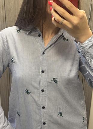 Жіноча сорочка у смужку topshop з вишивкою (xs/s)