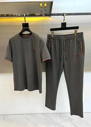 Чоловічий костюм з бавовни футболка + штани zegna