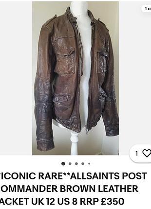 All saints. allsaints post commander jacket. uk 12. коричнева шкіряна куртка all saints.