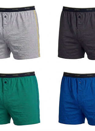 Набор мужских трусов семейных-боксеров hanes comfort flex 4 шт в наборе, размер 2xl, синие, зеленые, серые, светло-серые