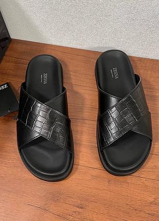 Чоловічі шкіряні шльопанці zegna